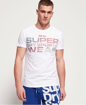 Superdry Embossed Overprint Sport Férfi Pólók Fehér | HNKQS2791